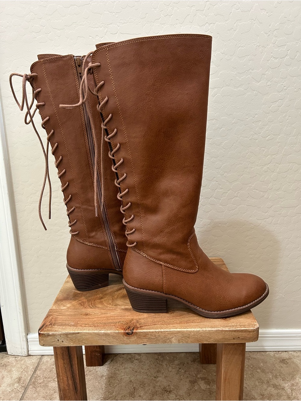 Eurosoft By Sofft Women's Carlen Tall Lace-Back Riding Boots - Brown